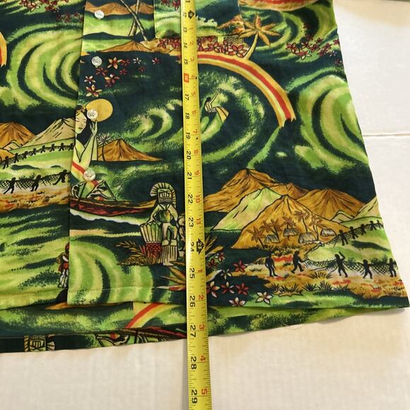 Vintage 1970s Van Cort Men Sz Large Shirt Islander Hawaiian Print Pointed Collar - Picture 10 of 16
